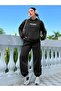 Wellness Self Love - Black Printed Jogger Sweatshirt and Hooded Tracksuit Set