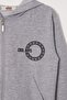 Text Printed Hooded Gray Melange Color Boys' Zippered Tracksuit Set - 6