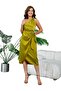 Satin Woven Fabric Belt Detailed A-Line Fit Evening Dress 03 - 5