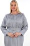 فستان سهرة من الساتان مبطن بحزام مطوي Ets6052-grey - 5