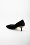 Large Size Kaife V-Faced Black Women's Low Heeled Shoes - 6