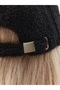 Black Women's Winter Merino Curly Plush Hat - 8