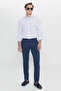 Men's White-Blue Slim Fit Slim Fit 100% Cotton Small Italian Collar Striped Shirt - 2