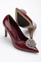 Patent Leather Thin Heel Burgundy Skin Women's Stiletto