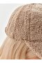 قبعة نسائية شتوية من القطيفة المجعدة من Merino باللون البني الفاتح - 7