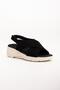 Linen Material Faylon Black Women's Wedge Sandals - 4