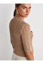 60244 Polo Collar Stone Buttoned Faded Effect Knitwear Cardigan-Mink - 2