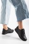 Thin Sole Tied Skin Black Women's Sports Shoes - 2
