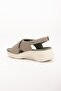 Linen Material Faylon Khaki Women's Wedge Sandals - 5