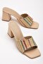 Straw and Flat Tekbant Nude Women's Heeled Slippers