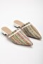 New Straw Material Closed-Front White Women's Short Heeled Slippers