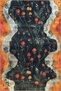 Paris Collection Gray Orange Themed Mixed Flowers Patterned Modern Decorative Carpet 135 - 3