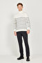 Men's Ecru-Gray Wool Standard Fit Regular Fit Full Turtleneck Knitwear Sweater - 2