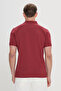 Men's Claret Red Slim Fit Slim Fit Polo Collar 100% Cotton Short Sleeve T-Shirt - 5