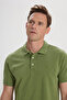 Men's Green Slim Fit Slim Fit Polo Collar 100% Cotton Short Sleeve T-Shirt - 3