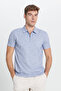 Men's Navy Blue Slim Fit Slim Fit Polo Collar Striped T-Shirt - 4