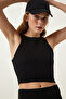 Black Knitted Crop Blouse - Halter Neck, Low0023 - 3