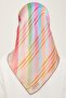 Beige - Pink Stripe Pattern Tivil Silk Scarf 9107 - 05 - 4
