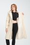 Women's Cream Cashmere Coat with Shoulder Padding and Filota Pocket Cover Detail - 5