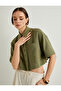 Crop Oversize Shirt Viscose Linen Blended Buttoned Short Sleeve Pocket - 2