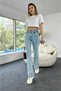Women's 90's Spanish Flare Blue Snow Wash High Waist Comfort Lycra Denim Flare Jeans Pants Jeans - 2