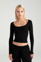Soft Touch Oval Collar Blouse Black