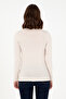 Women's Cream Melange Basic V-Neck Sweater 50288983-Vr159 - 5