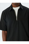 Short Sleeve Viscose Blended Regular Fit Half Zipper T-Shirt - 5