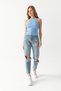 Women's Baby Blue Ribbed Knitwear Athlete Blouse 902 - 2