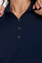 Women's Polo Collar Sweater with Side Slits, Dark Blue - 6
