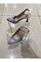 Gray Color Outer Material Satin Open Back Goblet Heeled Women's Shoes - 2