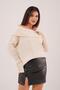 Shoulder Low-Cut Madonna Collar Ecru Knitwear Sweater - 4