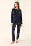 Women's Navy Blue Striped Pajama Set, Plus Size Women's Pajama Set - 3