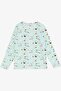 Macawı Girls' Pajama Set with Colorful Helicopter Pattern, Ages 1.5-5, Water Green - 3