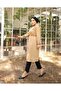 Women's Trench Coat with Hood and Folded Sleeves Patterned