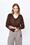 Padded V-Neck Crop Knitwear Dark Brown