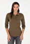 Women's Khaki Basic Polo Neck Sweatshirt 50289541-Vr027