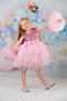 Girl's Pompom Sleeves Evening Dress Birthday Dress Pink - 2
