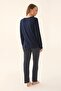 Women's Navy Blue Striped Pajama Set, Plus Size Women's Pajama Set - 5