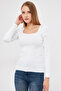 Women's White Square Collar Lycra Knitwear Blouse Arm-25K 069006 - 5