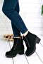 Linda Lace Up Side Zipper Women's Boots Black Suede - 2