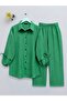 Double Set with Elastic Sleeves and Lacing Detail - Green