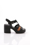 Women's Back Lace-Up Sandals Black Tan 683222