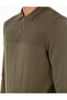 Dark Khaki Slim Fit Zippered Polo Neck Sweater 50300542-Vr111 - 7