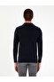 Navy Blue Slim Fit Button Polo Neck Knitwear Sweater 50300506-Vr033 - 5