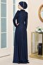 فستان سهرة Işıl باللون الأزرق الداكن TBSSN46 - 4