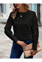 Women's Long Sleeve Crew Neck Floral Sleeves Waffle Blouse - 3