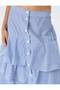 X Selected by Melis Ağazat - Layered Ruffled Long Bell Skirt with Buttons - 5