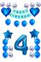 4 Years Old Blue Concept Birthday Set; Heart Star Foil Balloon Set - 2
