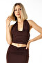 Women's Neck Tie Crop Bustier -Krop-Bluz / Back-Tied Crop Blouse - 3